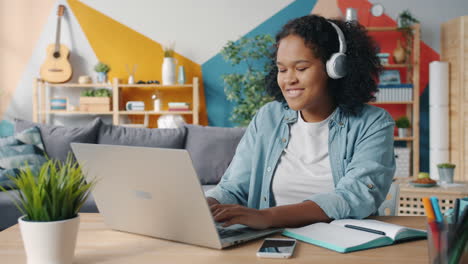 young woman studying online
