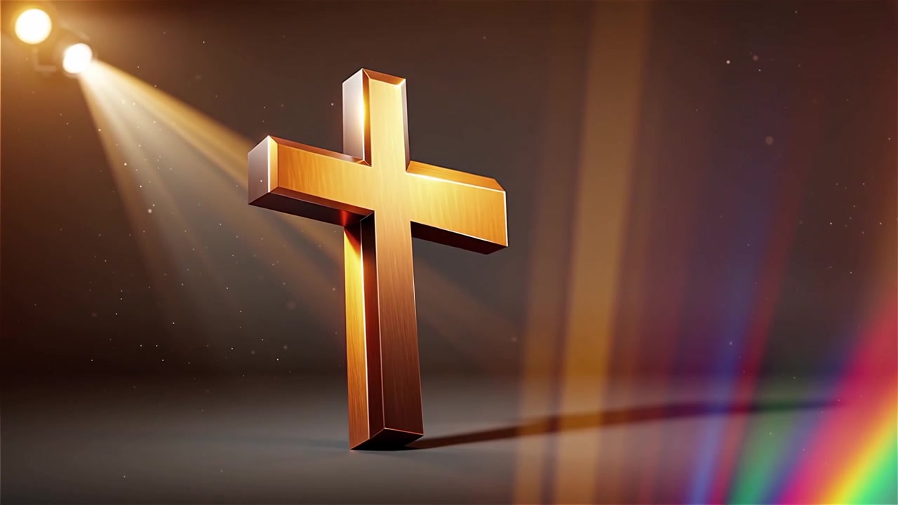 Croce Cristiana Luce Celestiale Sfondo per il Culto.
