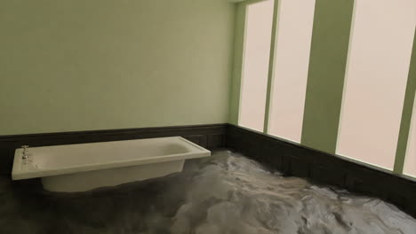 flooded antique bathroom