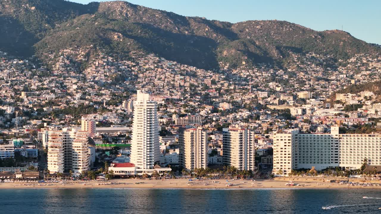 Lateral shot of acapulco after hurricane