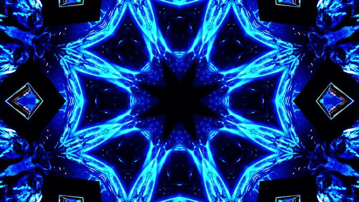 Flying in a futuristic tunnel through sparkling cubes. Kaleidoscope VJ loop