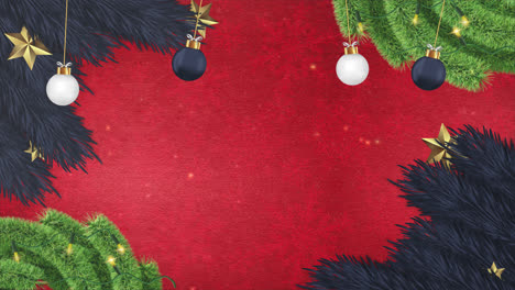 merry-Christmas-background-ball-hanging-animation,-ball-rotate,-tree-leaf-decoration-Ornament-with-alpha-channel