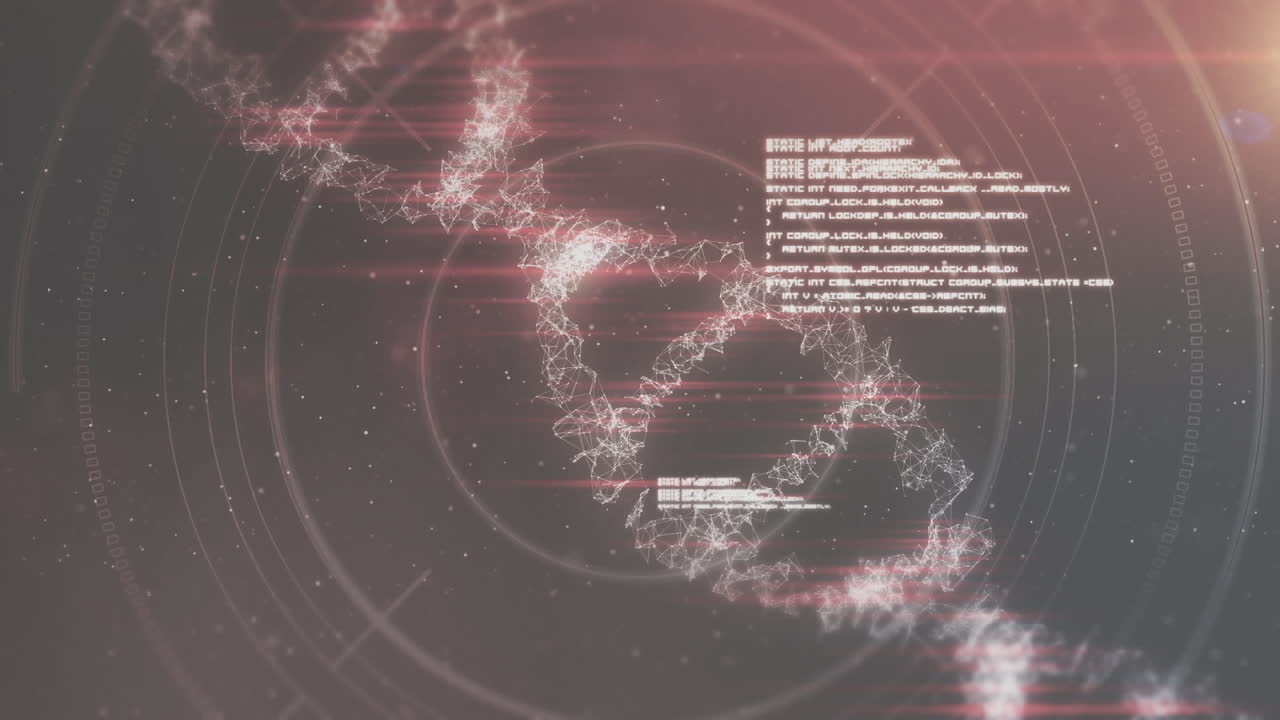 dna 가닥의 애니메이션과 과학적 데이터 처리