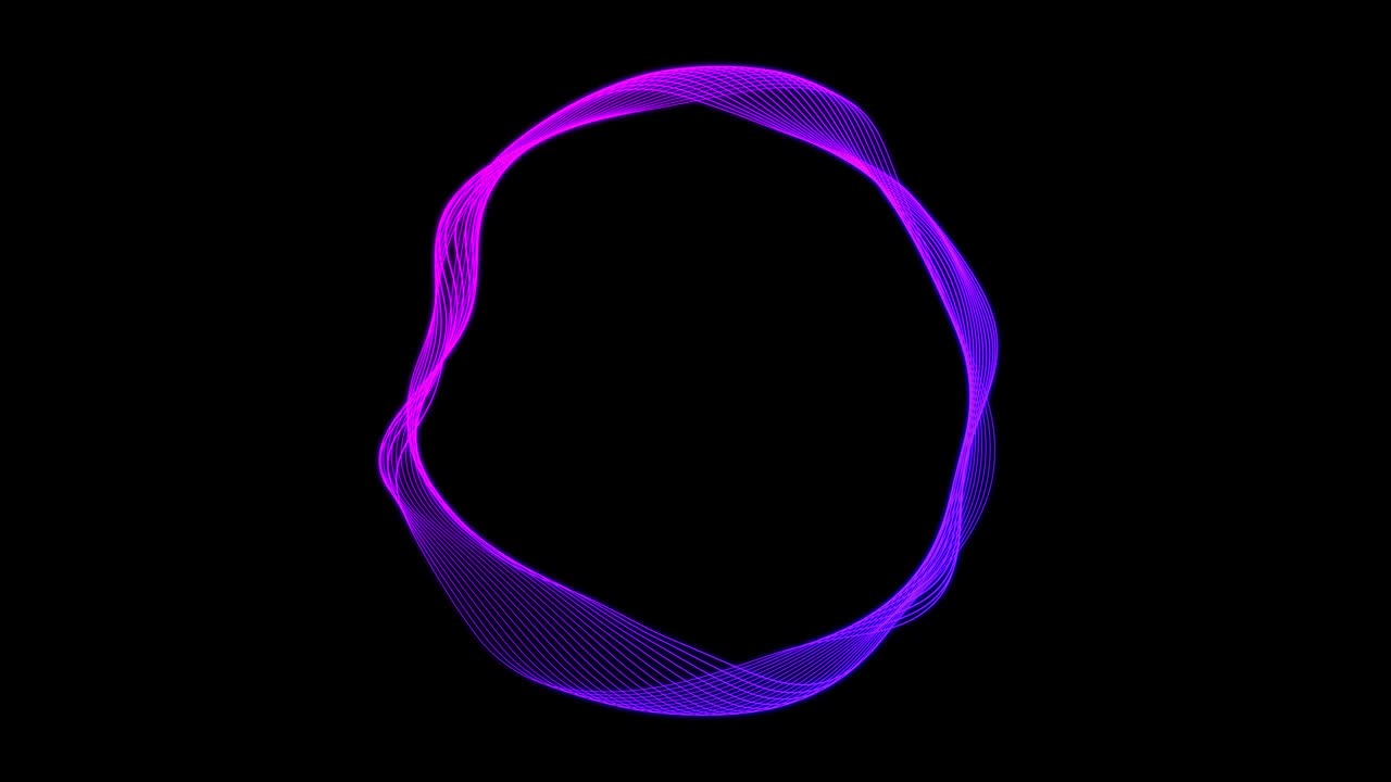 forma de círculo geométrico aislado. fondo cinético abstracto. movimiento caótico de líneas curvas coloridas. efecto de onda sonora. espacio para el texto. marco para texto, logotipo, presentación de producto. 4k