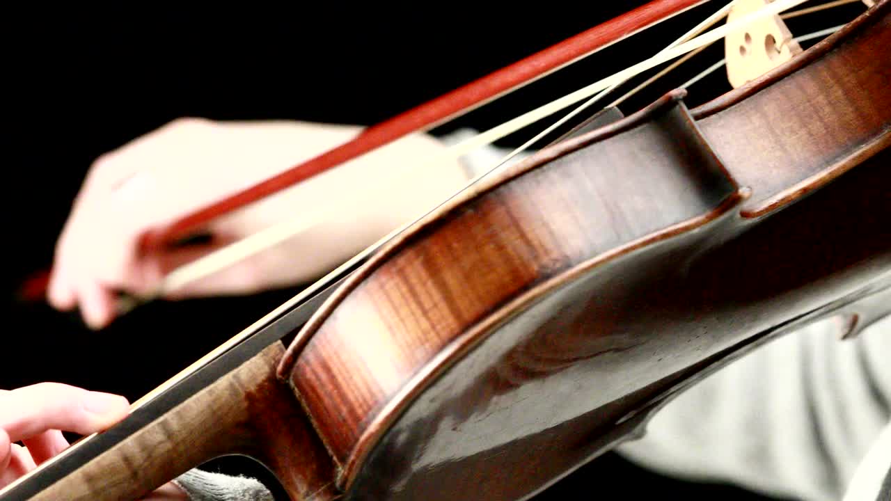violinist playing - closeup of her hands