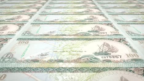 몰디브의 100 루피아 (maldivian rupee) 지폐, 현금, 루프 (loop)