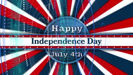 animation of fourth of july independence day text over flag of america