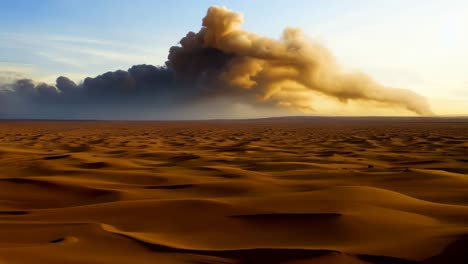 a sand dune in the middle of a desert under a cloudy sky