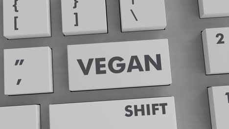 vegan button pressing on keyboard