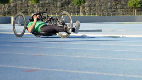 disabled athlete racing in wheelchair 4k