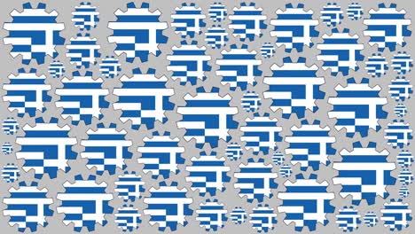 greek flag gears spinning background