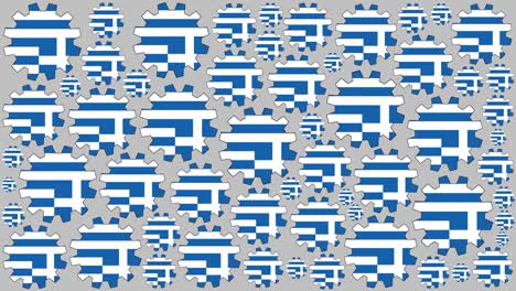 greek flag gears spinning background