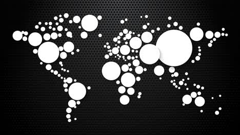 world map animation composed of white pills on black background