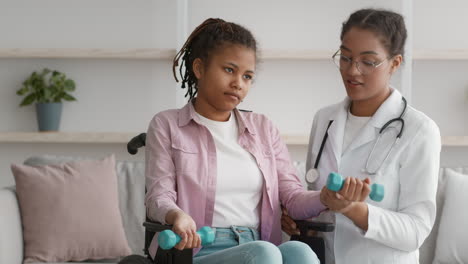 physical therapy session with a patient in a wheelchair