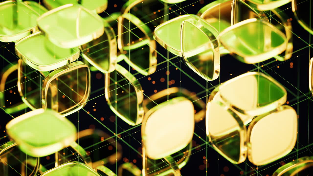 Abstract green glass geometry cubes, 3d rendering.