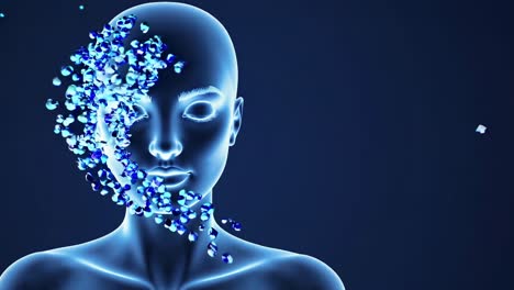 abstract 3d woman face with blue particles