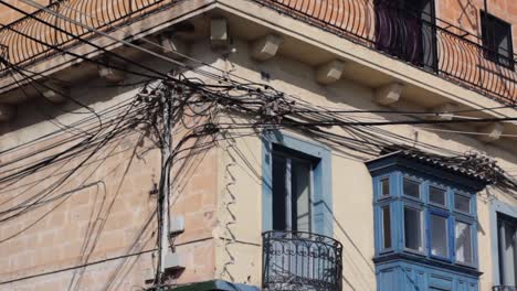 electric wire installation in urban underdeveloped city