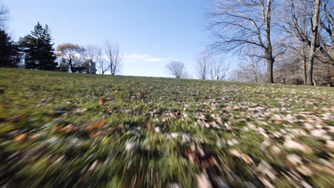 moving shots of the surroundings of the mount-royal in autumn in montreal, quebec, canada