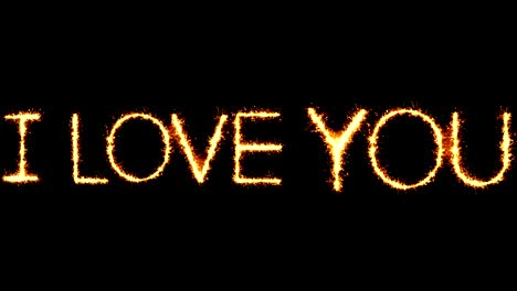 i love you text sparkler glitter sparks firework loop animation