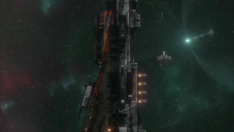 nave espacial militar estableciendo tiro en el espacio profundo