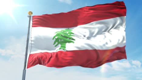 4k 3d illustration of the waving flag on a pole of country lebanon