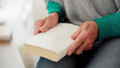 Closeup,-hands-and-senior-woman-with-a-bible