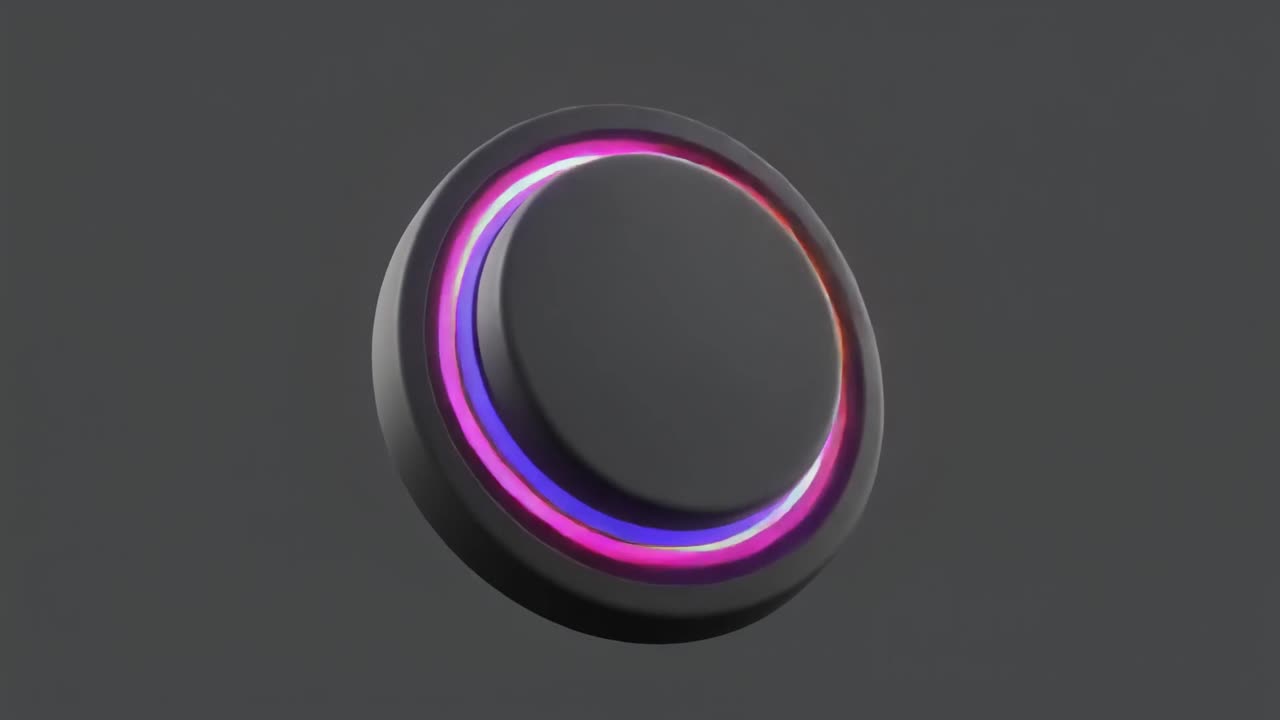 Futuristic Rotating Object with Vibrant Glowing Rings