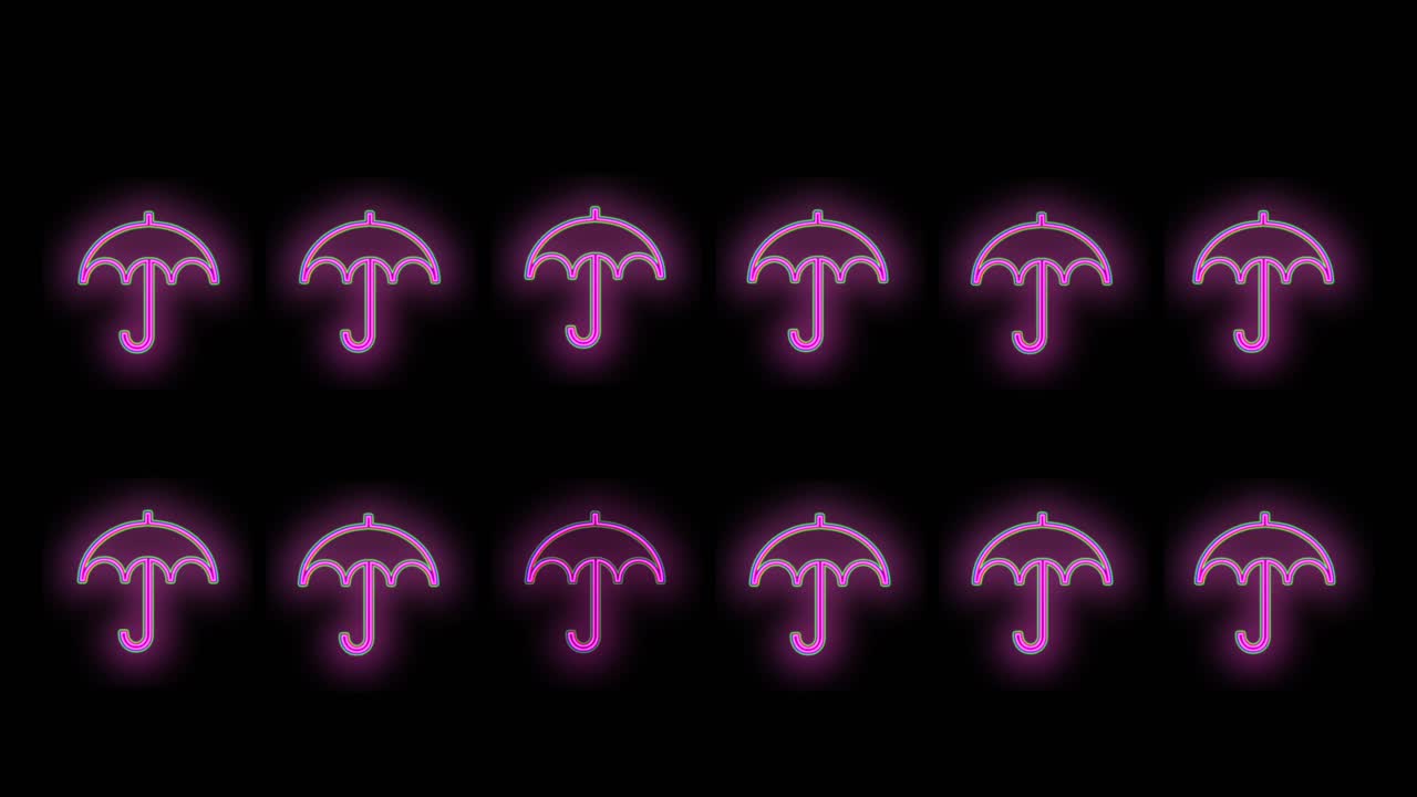 patrón de paraguas rosa neón en la noche