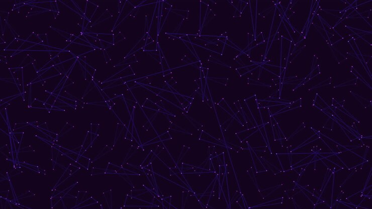Futuristic abstract footage of glowing points and connecting lines forming a digital network on a dark background, ideal as a seamless technology backdrop for presentations and motion design