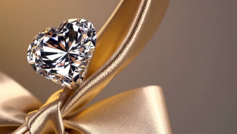 heart-shaped diamond on golden ribbon