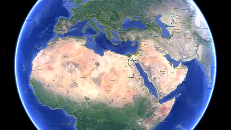 kuwait with flag. 3d earth in space - zoom in kuwait outer