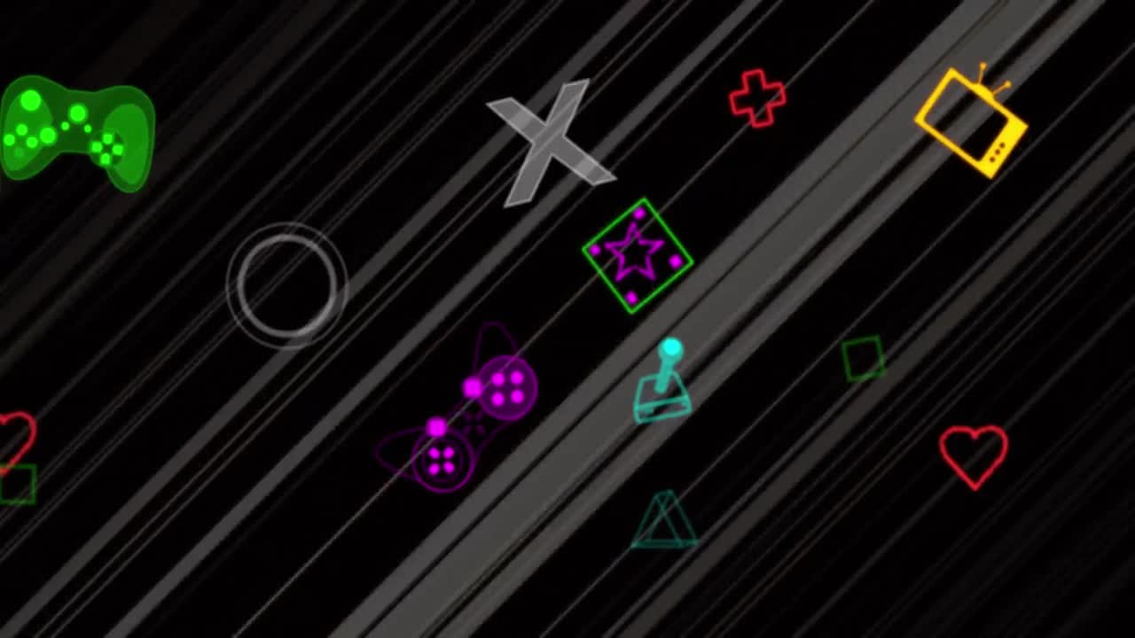 네온 비디오 게임 디지털 인터페이스의 애니메이션이 대각선 위에서  ⁇ 박거린다