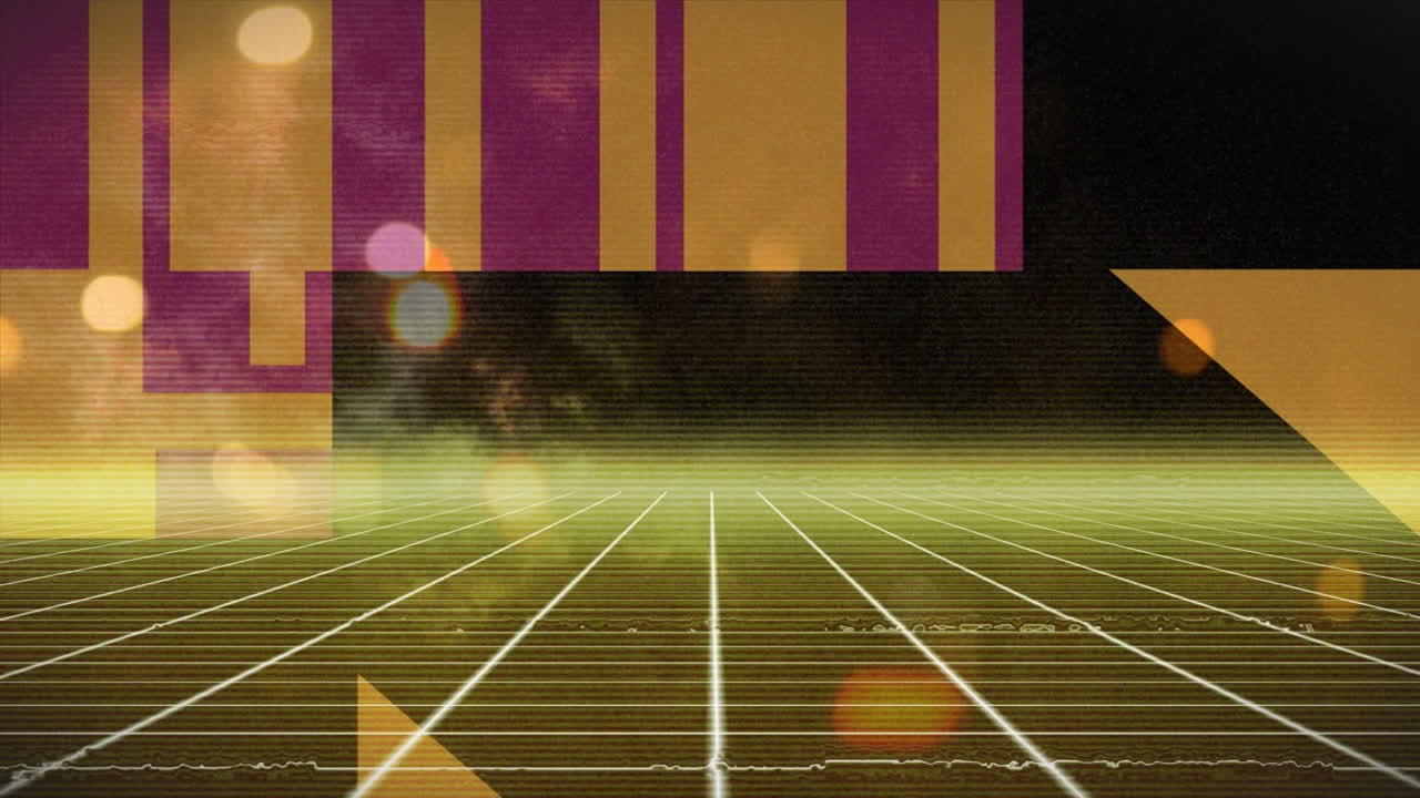 흐릿한 배경 위에서 간섭과 네온 선의 애니메이션