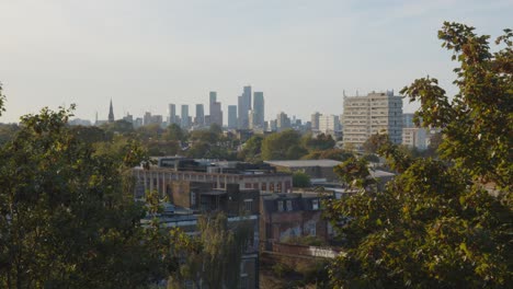 view of apartment blocks and office buildings on london skyline of city of from peckham in south london uk