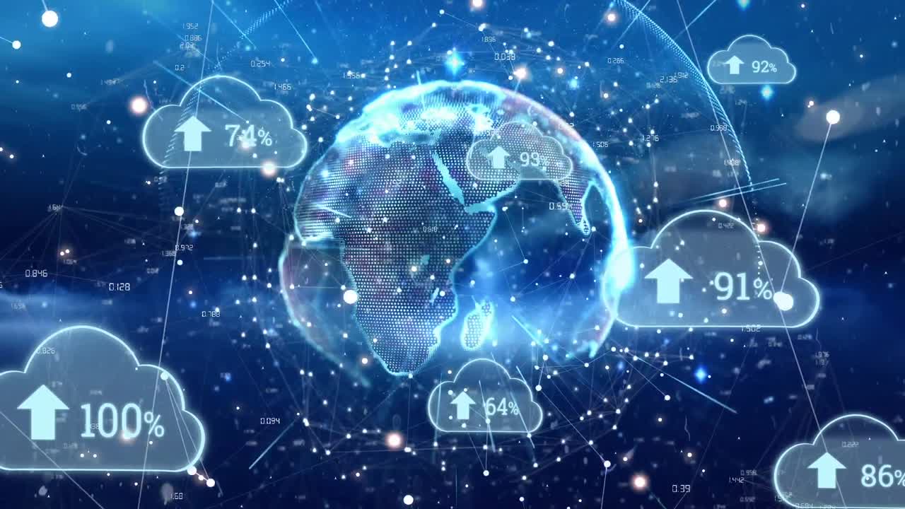 sube nubes de progreso y un globo