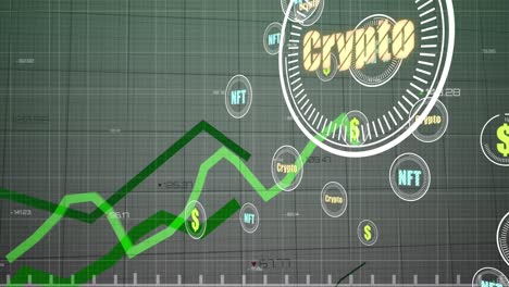 Animation-Grüner-Liniendiagramme,-Die-Wachstum-Darstellen,-Und-Kreisen-Mit-NFT-,-Krypto--Und-Dollarzeichen