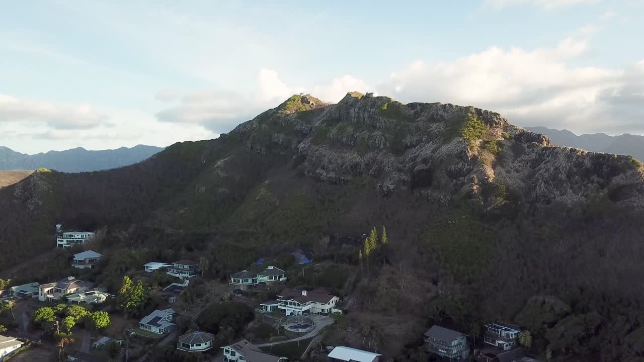 Aerial View of Houses and Mountain