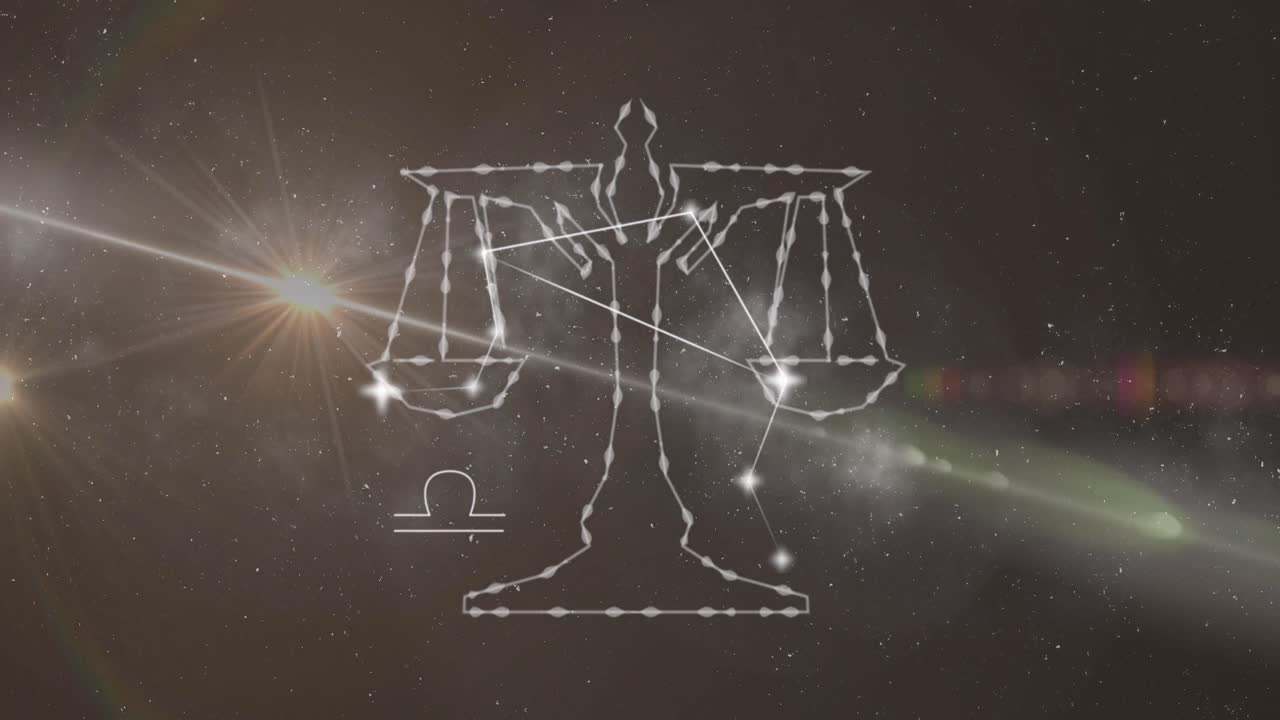 animación del signo de la estrella libra en nubes de humo en el fondo.