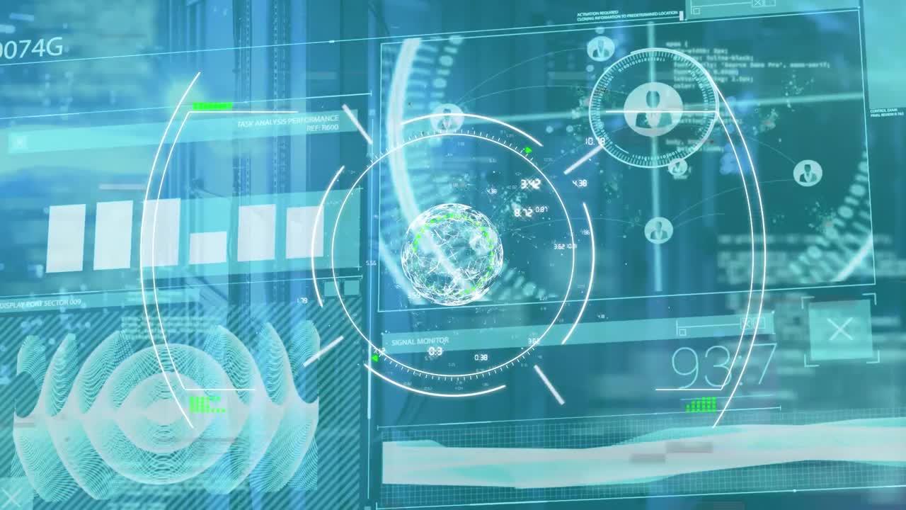 Animation of network of connections with scope over computer servers