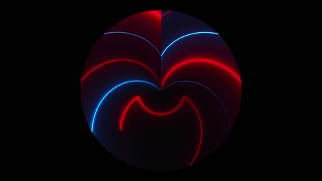 dark circle with asymmetric neon lines of light, computer generated. 3d rendering night club background