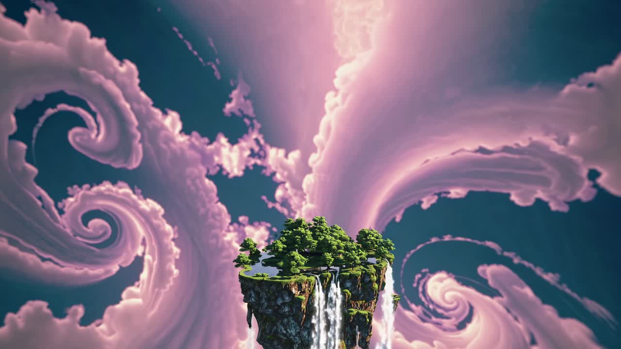 Floating Island in a Whimsical Cloudscape