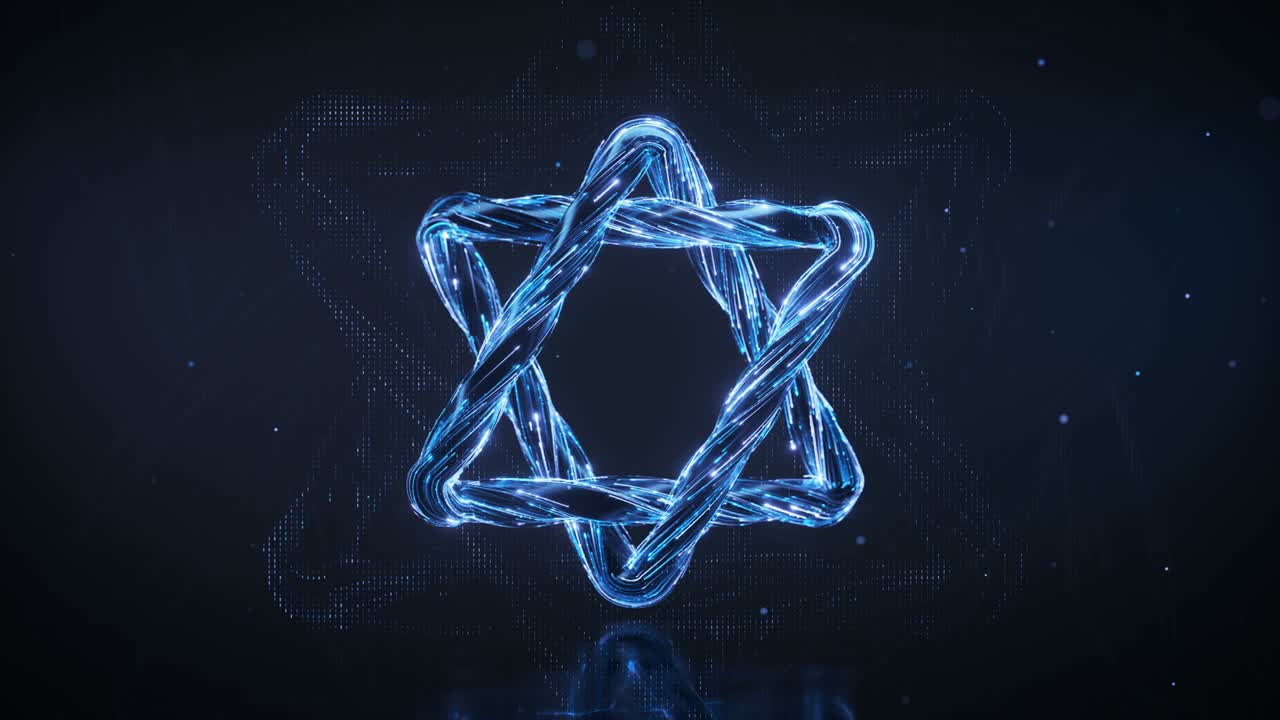 블루 스타 오브 데이비드 3d 렌더링 원활한 루프 애니메이션