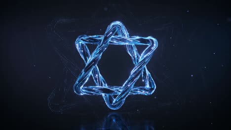 estrella azul de david 3d render animado de bucle sin costuras