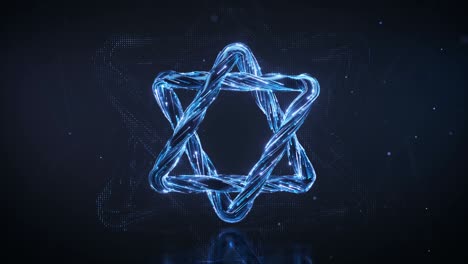 blue star of david 3d render seamless loop animation