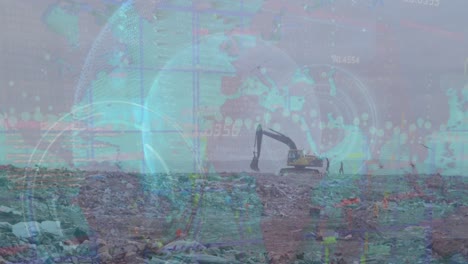 animación del procesamiento de datos sobre el vertedero de basura