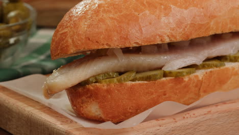 herring sandwich on a roll