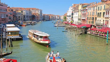 tourist boats on the grand canal in venice, italy - static shot