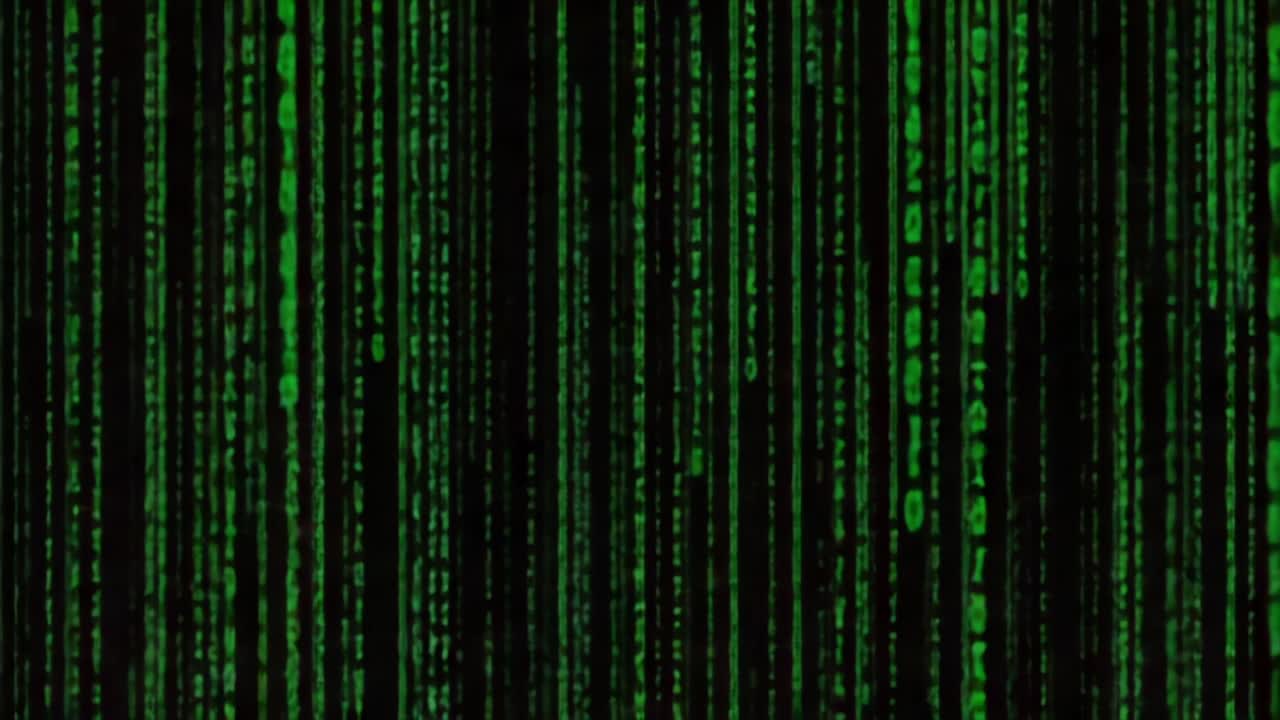 Aesthetic Representation of Digital Code Streams in a Matrix-like Environment, Highlighting the Flow of Data in an Abstract Visual Composition