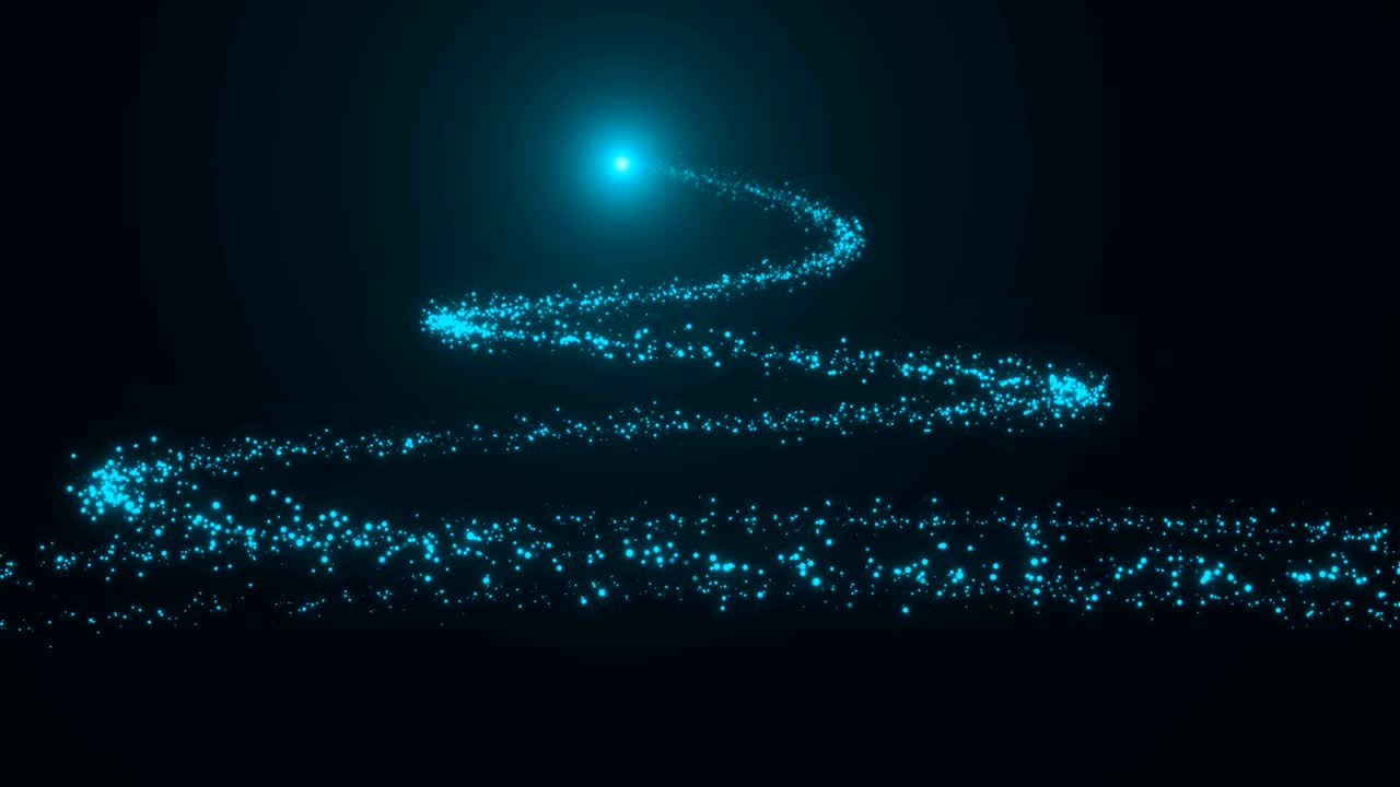 입자로 구성된 크리스마스 트리. 플레어와 함께 디지털 배경