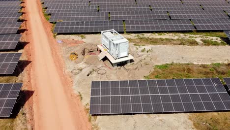 solar farm medium voltage high power industrial utility grid containerized inverter - aerial orbit view